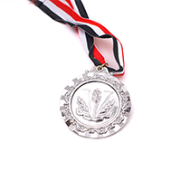 Silver V-shaped relief medal